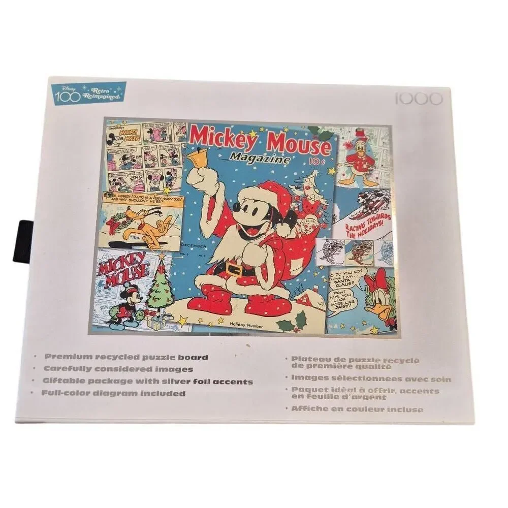 Disney Silver Select Edition D100 Santa Mickey 1000 Pc Puzzle - EUC